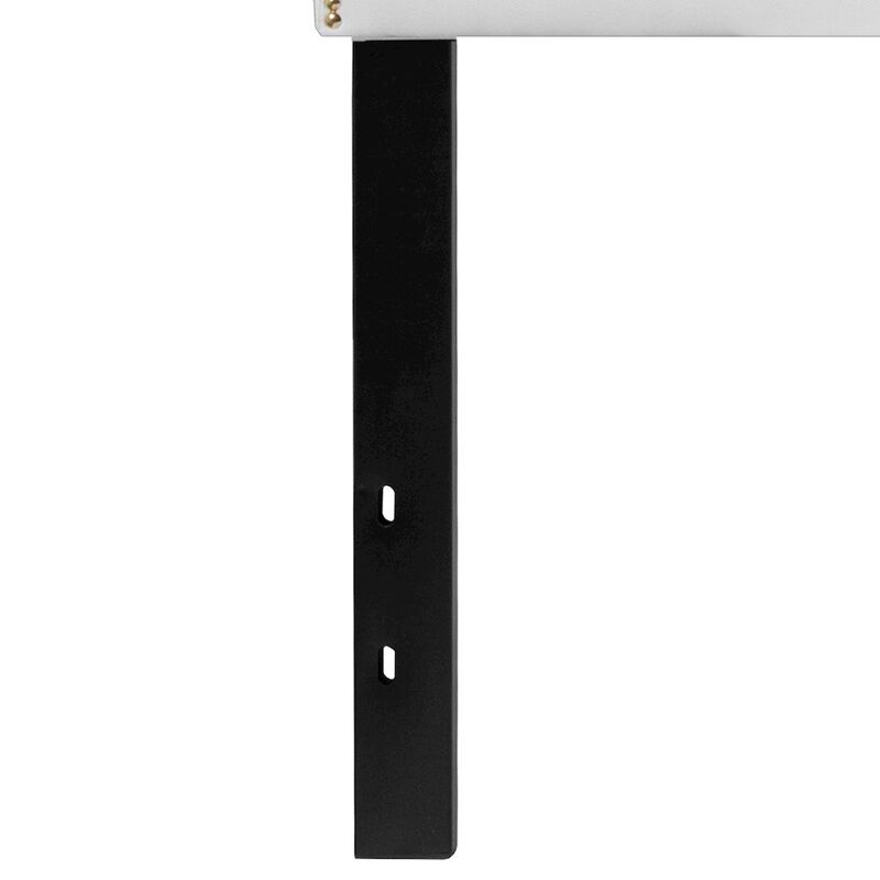 Flash Furniture Upholstered Queen Size Headboard with Accent Nail Trim in White Fabric image number 9