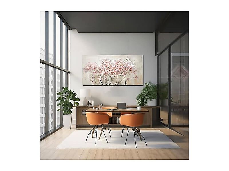 White Floral Oil Canvas Wall Art Modern Botanical Graffiti Bedroom Living Room image number 3