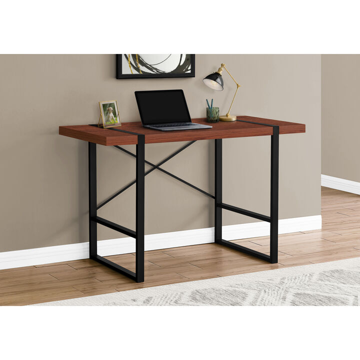 Monarch Specialties I 7656 Computer Desk, Home Office, Laptop, 48"L, Work, Metal, Laminate, Brown, Black, Contemporary, Modern