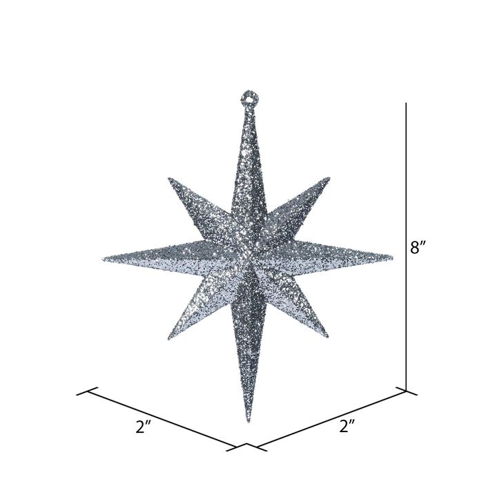 Vickerman 8" Pewter Iridescent Glitter Bethlehem Star Christmas Ornament, 4 per Box
