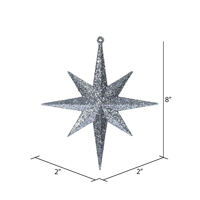 Vickerman 8" Pewter Iridescent Glitter Bethlehem Star Christmas Ornament, 4 per Box image number 1