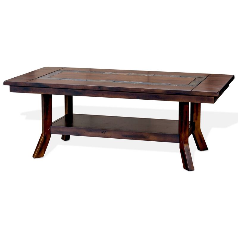 Odel Coffee Table, 1 Shelf, Dark Brown Mahogany, Rectangular 49 Inch