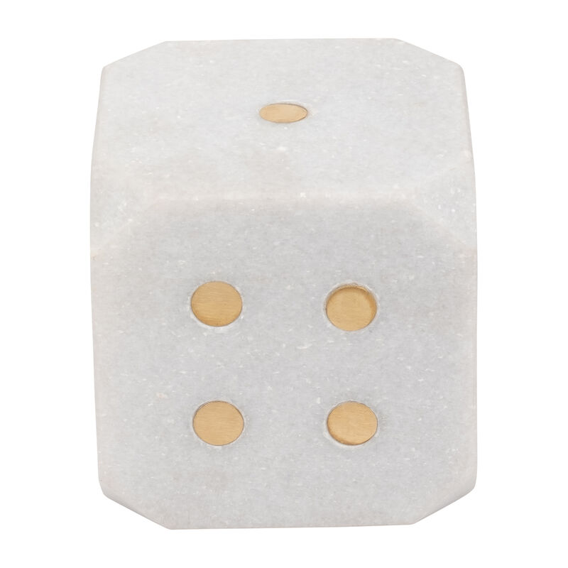 Marble, 4" Dice, White image number 3