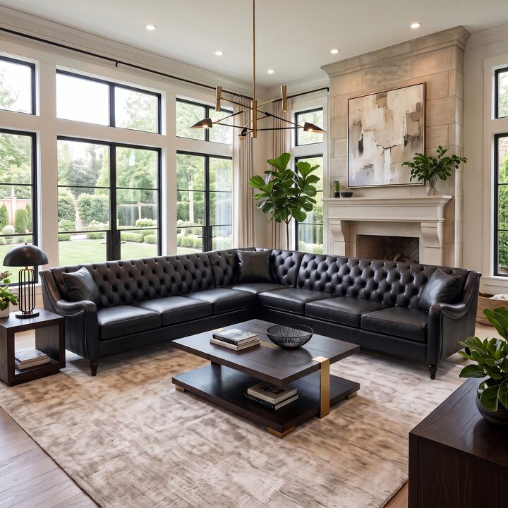 Welknu PU Leather L‑Shaped Sectional Sofa
