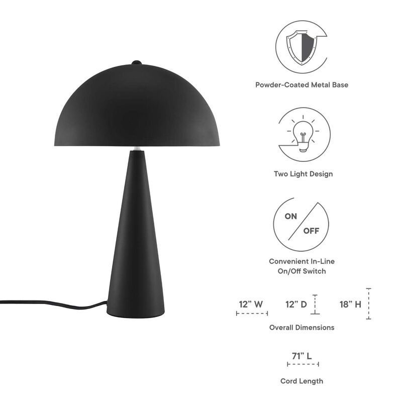 Modway Selena 2 Lights Modern Metal Table Lamp in Black Finish image number 7