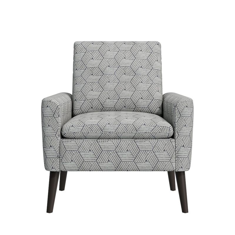 HL Home Furnishings Mid-Century Modern Armchair in Gray and Cream Honeycomb