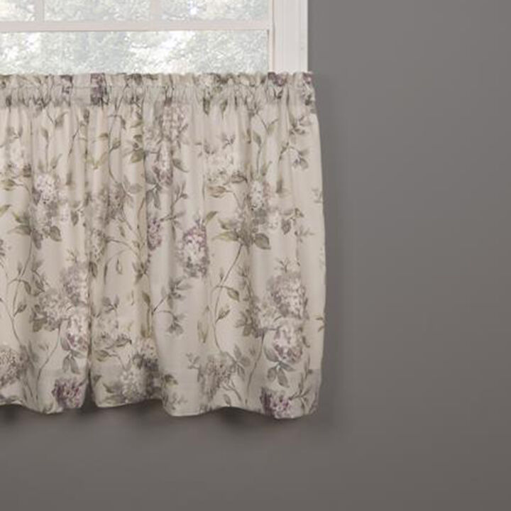 Ellis Curtain Abigail Design Printed Room Darkening 2-Piece Window Rod Pocket Pair Set With 2 Tiers - 56x24" - 56" x 24" Lilac