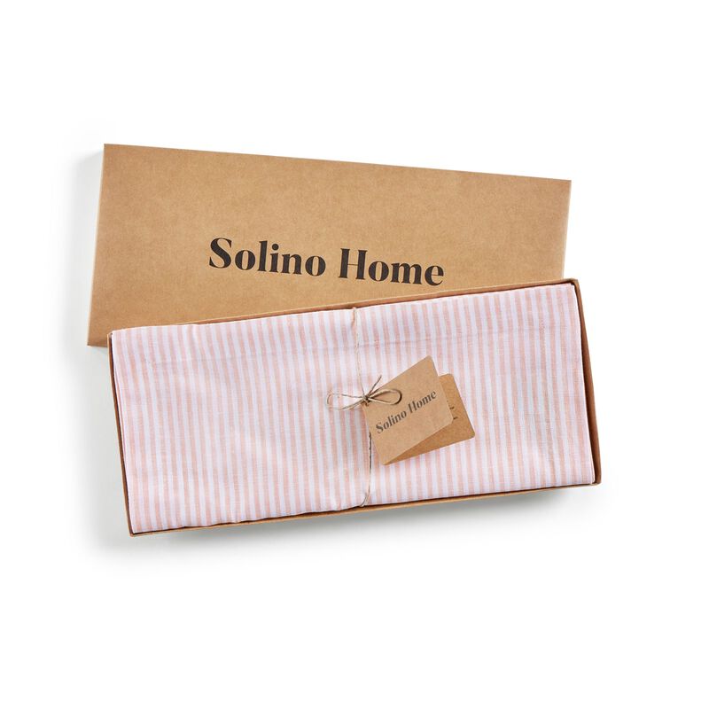 Solino Home Narrow Stripe 100% Linen Table Runner &ndash; Handcrafted, Machine Washable, Perfect for Holiday and Everyday Dining