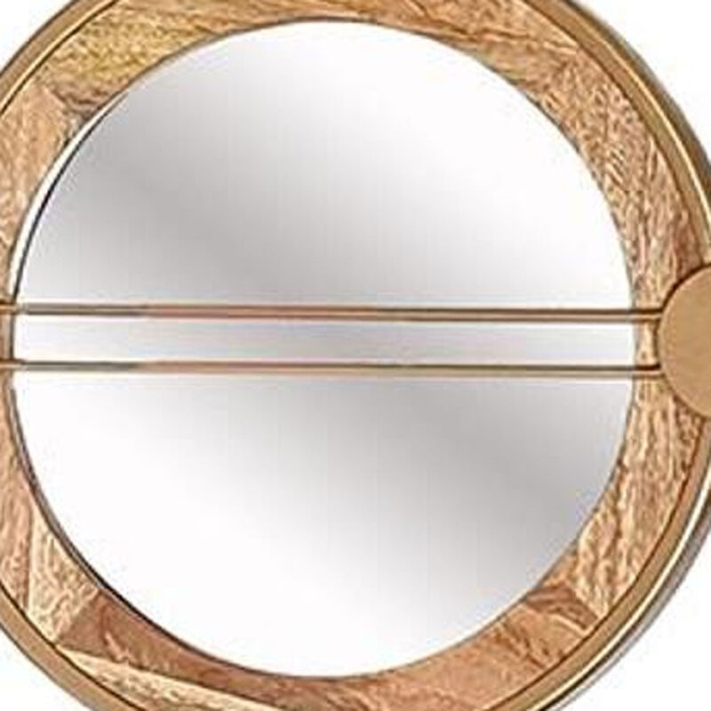 HomeRoots 14" Brown and Gold Aluminum and Wood Geometric Framed Accent Mirror image number 4