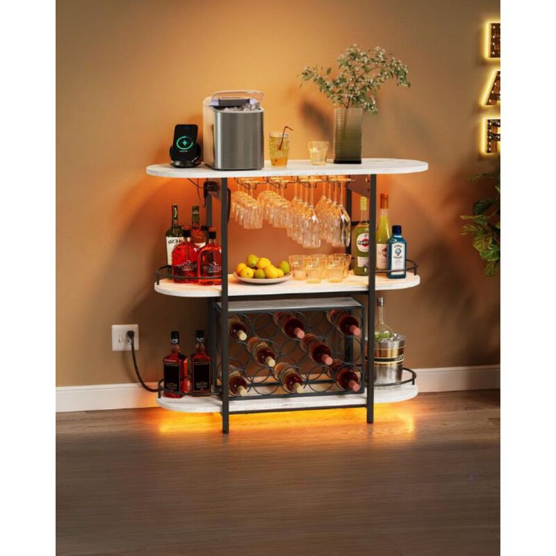 Bar Cabinet with LED Lights and Power Outlets for Modern and Convenient Entertaining image number 1