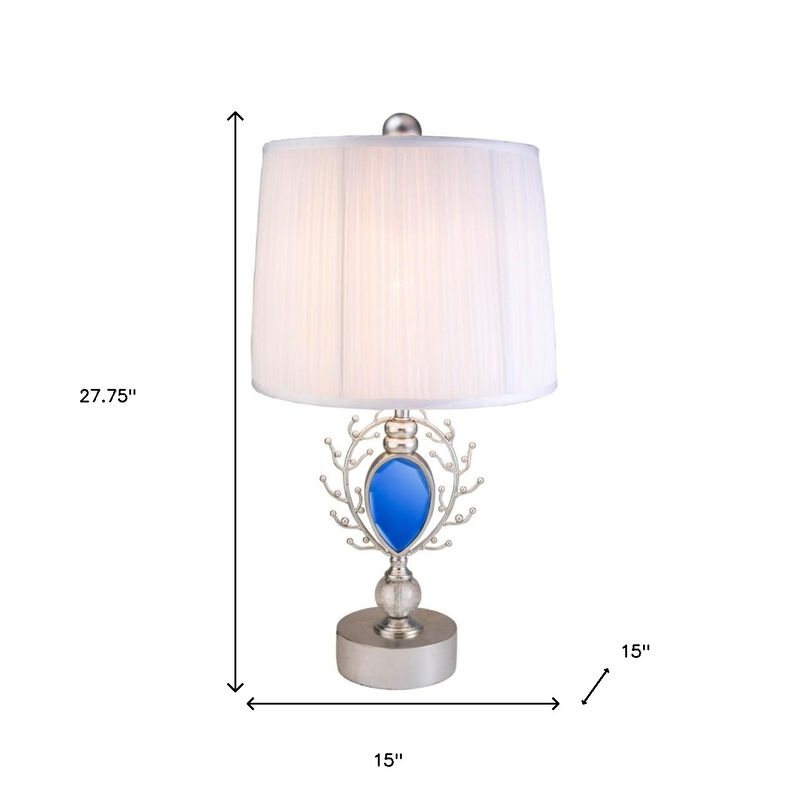 Hivvago Dazzling Faux Turquoise Pendent Silver Table Lamp