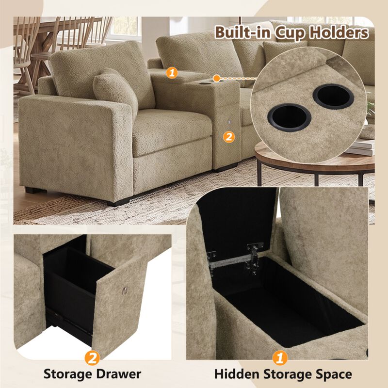 Guftem Modern 5‑Seat U‑Shaped Chenille Sectional Sofa image number 3