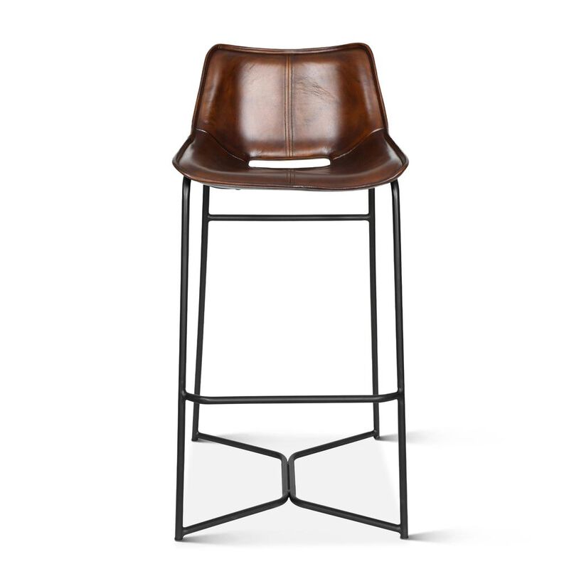 World Interiors Brisbane Stanley Bar Chair in Hand Washed Chestnut Leather