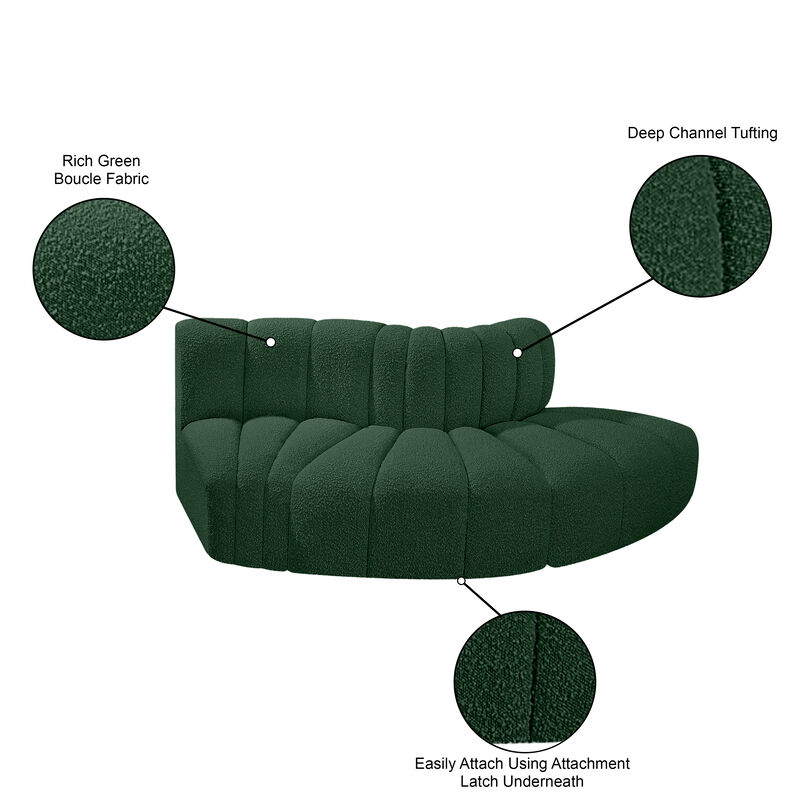 Meridian Furniture Arc Green Boucle Fabric Modular Sofa image number 6