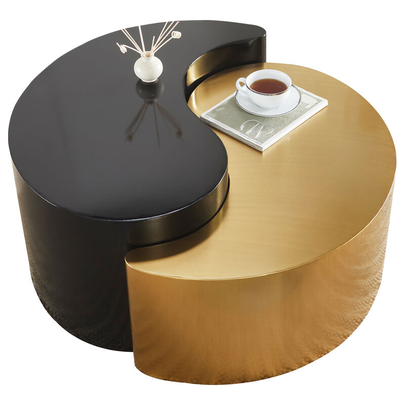 Zenavique Black & Gold Yin-Yang Coffee Table image number 3