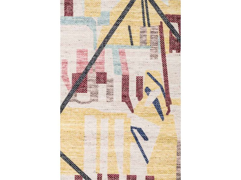 Izzie Red Yellow and Blue Abstract Tribal PET Rug image number 3