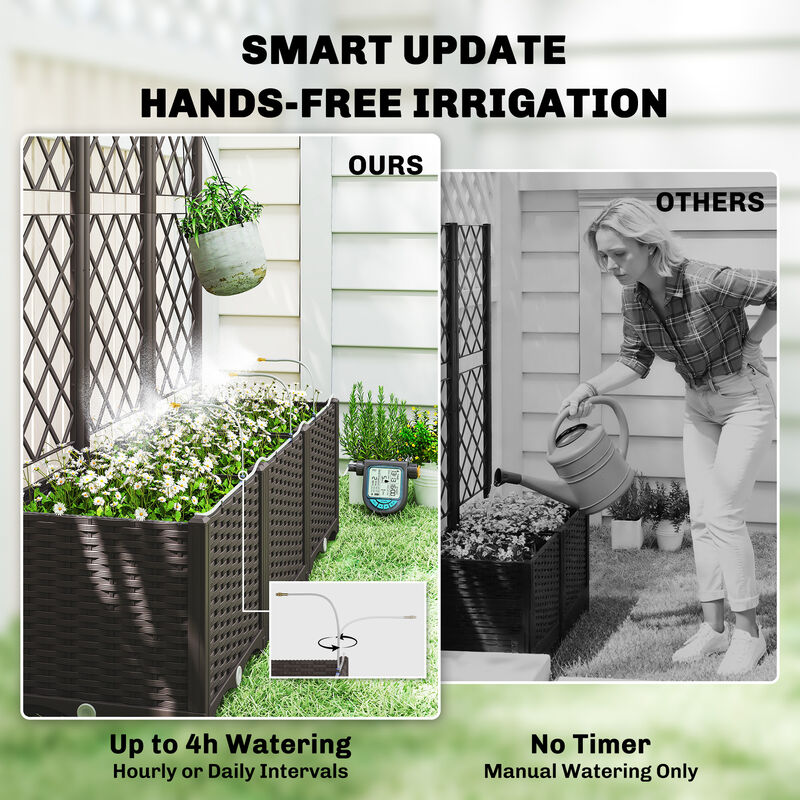 Hivvago 3PCS Self-Watering Raised Planters with Trellis and Timer image number 3