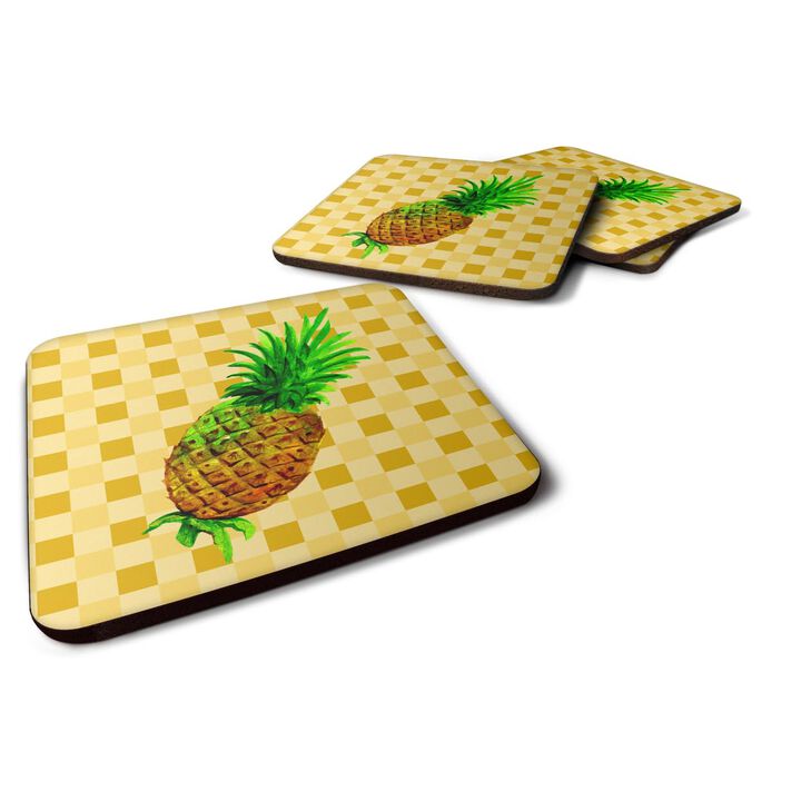 Caroline's Treasures Whole Pineapple on Basketweave Decorative coasters, 3.5, Multicolor