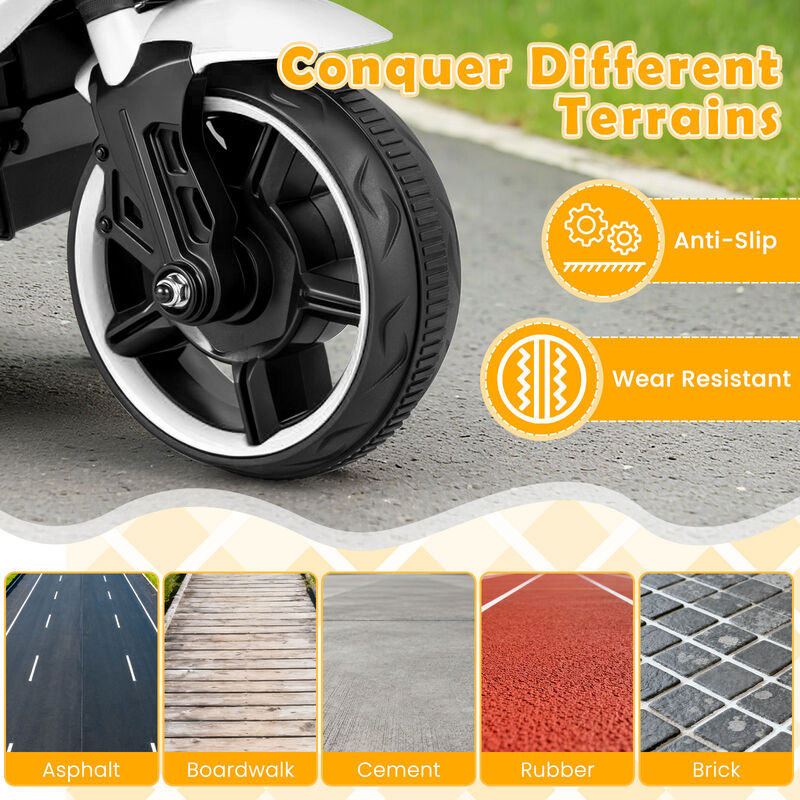 Electric Kids Motorcycle 6V with Headlights Music and Detachable Training Wheels for Yard image number 6