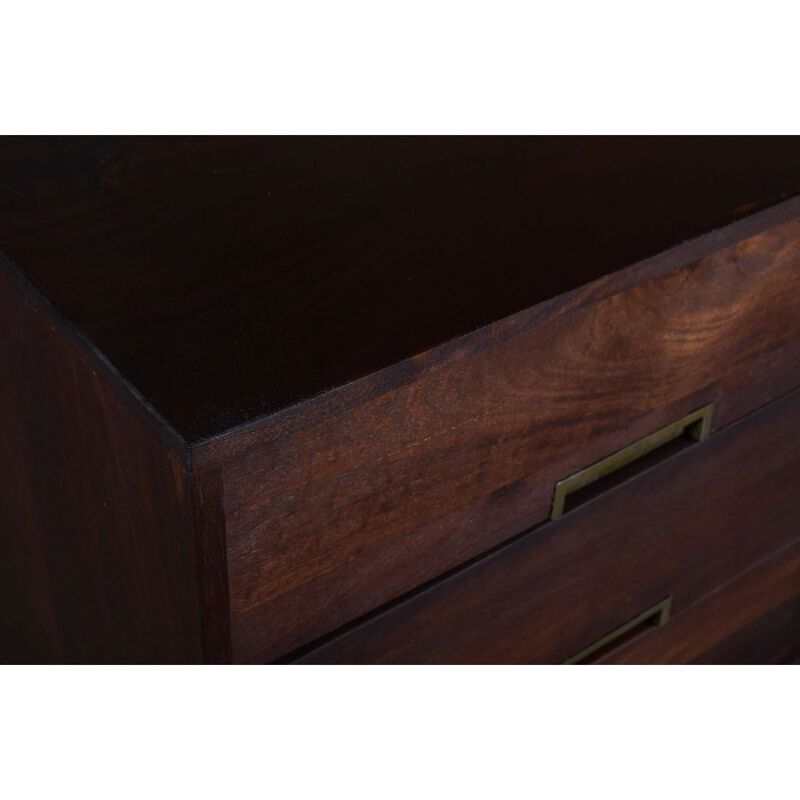 Alice 50 Inch Herringbone Inlaid 1 Door Wood Sideboard Buffet Cabinet, 3 Drawers, Metal Frame, Brown