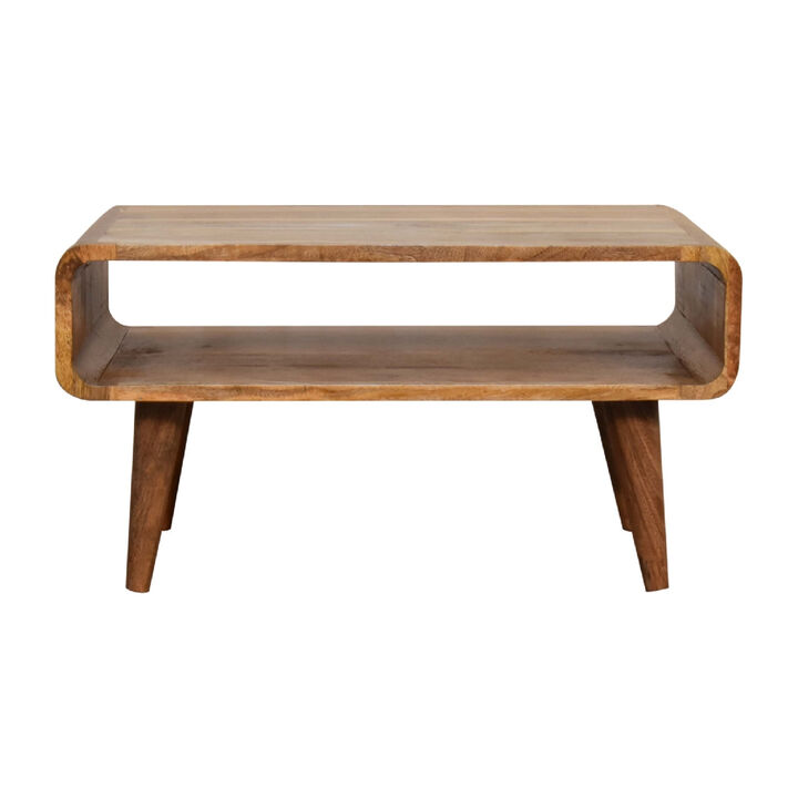 HomeRoots 26" Brown Solid Wood Open Shelving TV Stand