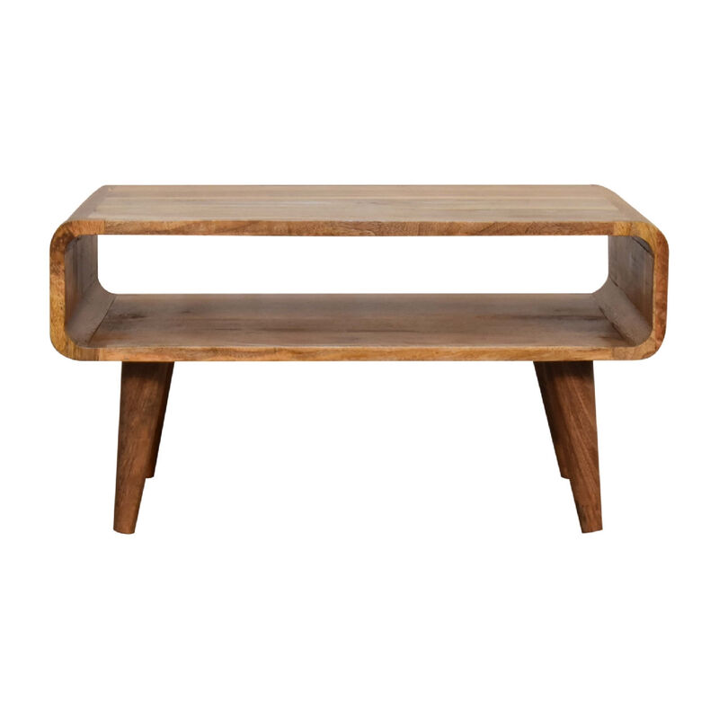 HomeRoots 26" Brown Solid Wood Open Shelving TV Stand image number 0