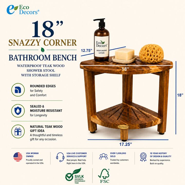 18" SnazzyCorner Starburst Shower Corner Bench