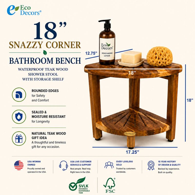 18" SnazzyCorner Starburst Shower Corner Bench image number 1