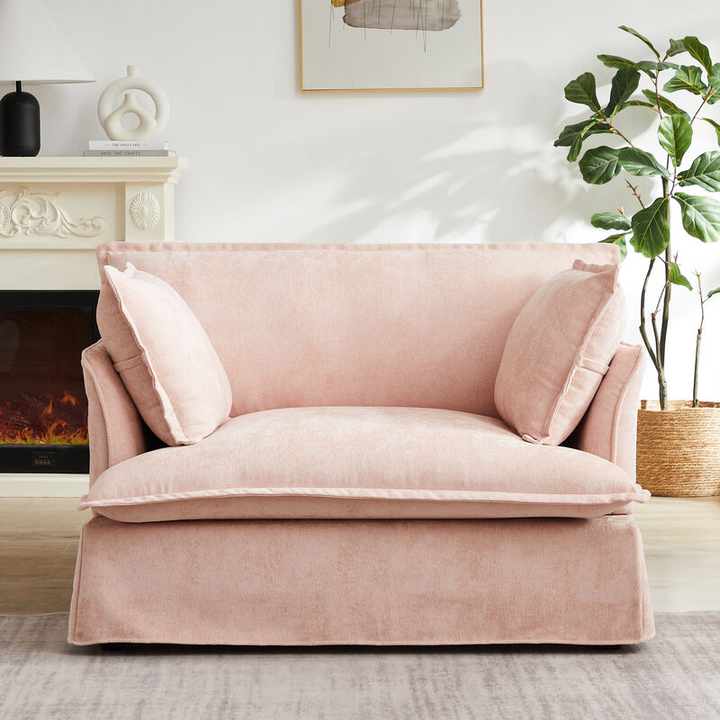 Merax Modern Chenille Upholstered Armchair with Integrated Charging Ports image number 2