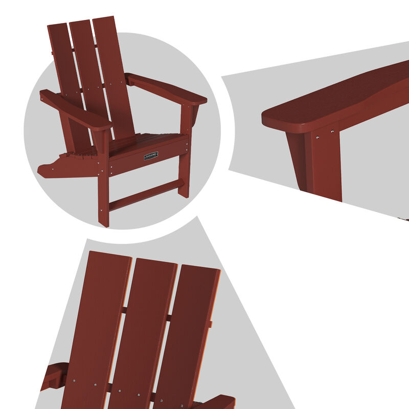 Mondawe Ergonomic Outdoor Adirondack Chair with 3 Back Panel Wide Armrests and Robust PS Material