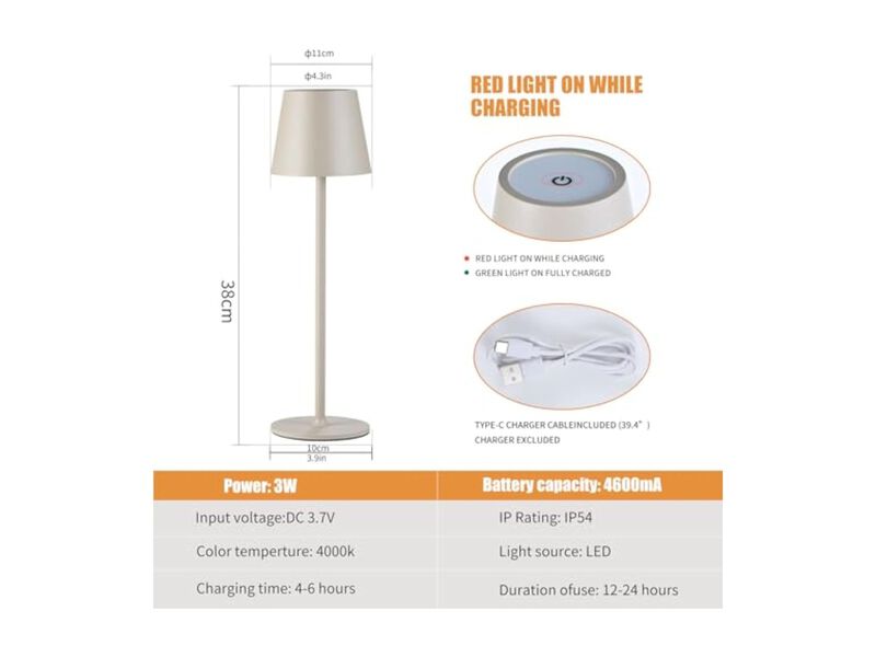 Rechargeable Cordless Touch Control 2 Pack Desk Lamps For Bedroom Desk Patio image number 3