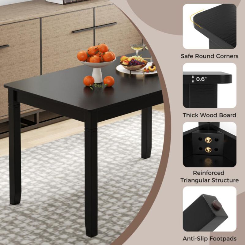 Hivvago Wooden Dining Table for 4 People Rectangular Kitchen Table with Rubber Wood Legs.