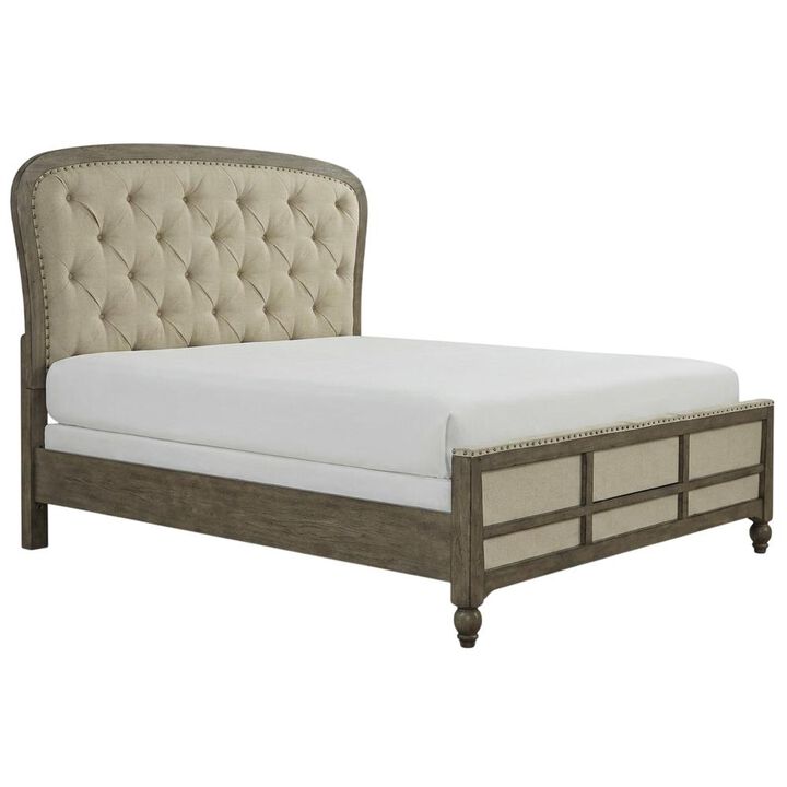Liberty Furniture Americana Farmhouse Queen Shelter Bed, Dresser & Mirror - Dusty Taupe & Black