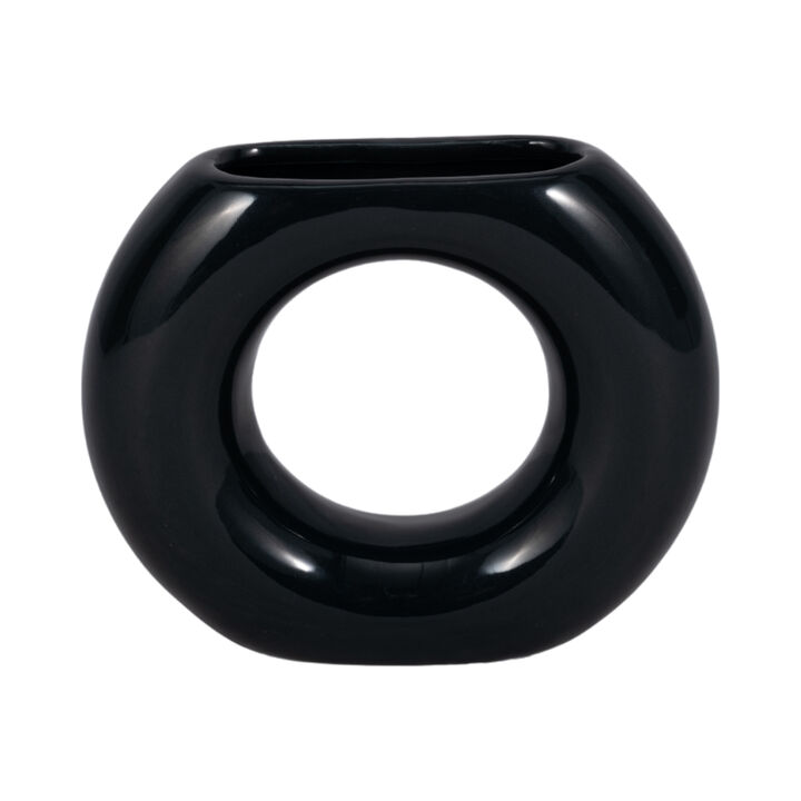 Cer, 5" Donut Vase, Navy