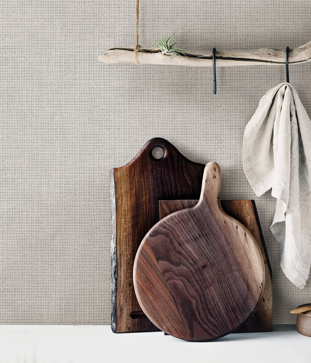 Nimmie Light Grey Basketweave Wallpaper (Set of 2)