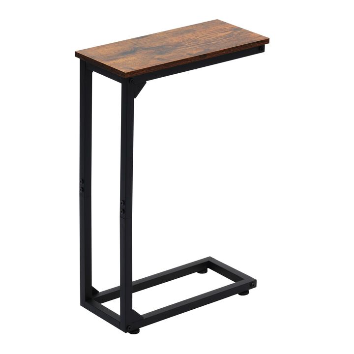 DALEMHOME C Shaped End Table, Couch Side Table for Small Spaces, Slide Under Sofa TV Tray Snack Arm Table for Living Room, Bedro