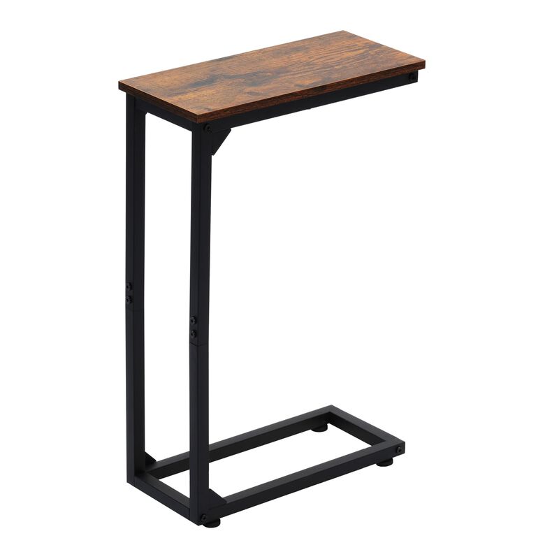 DALEMHOME C Shaped End Table, Couch Side Table for Small Spaces, Slide Under Sofa TV Tray Snack Arm Table for Living Room, Bedro