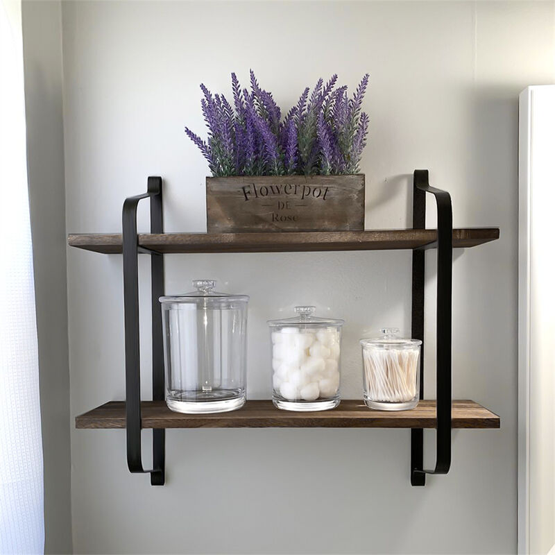 Large Rustic Industrial Pipe Wall Floating Shelf Wooden Storage Shelving Unit US image number 5