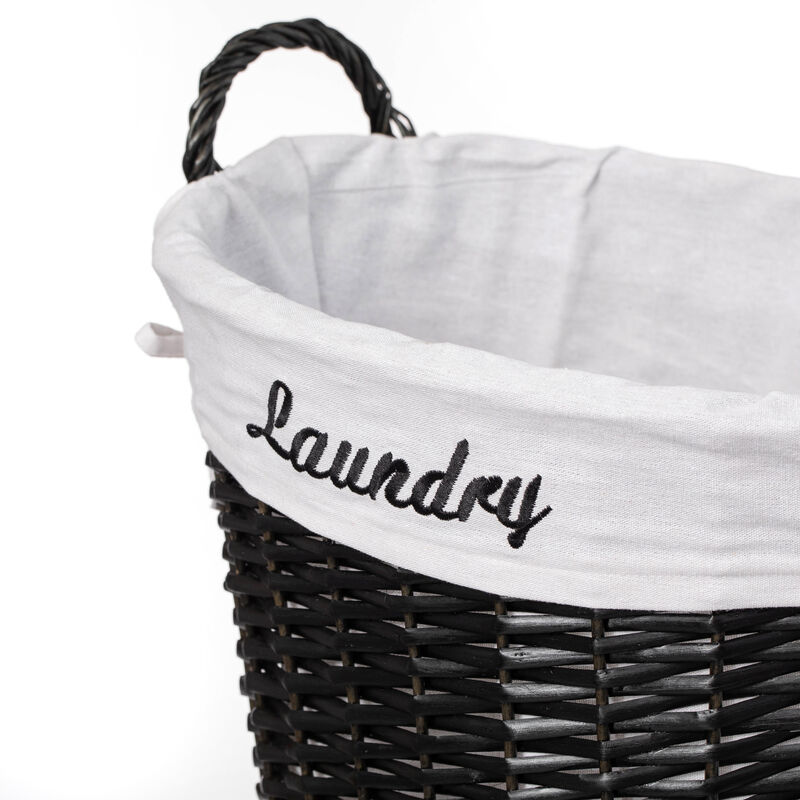 Wickerwise Handwoven Laundry Basket with Liner & Handles - Boho Decorative Storage Hamper for Clothes Blankets Pillows and Towels - Ideal for Laundry Room Bathroom Bedroom and Living Room, Brown