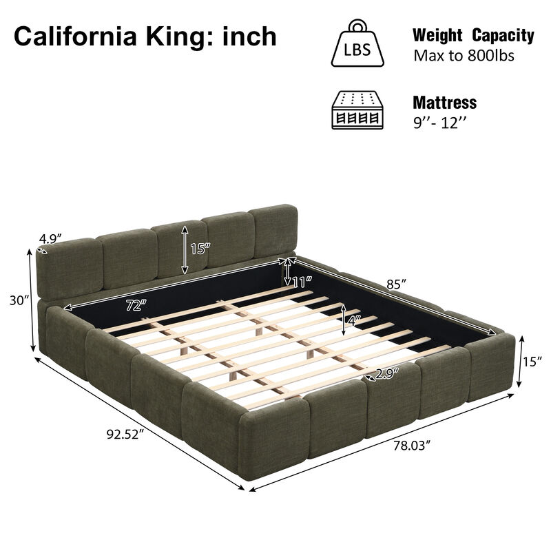 Christopher Knight Home Wilona Modern Wooden Linen Upholstered Platform Bed with Headboard image number 2