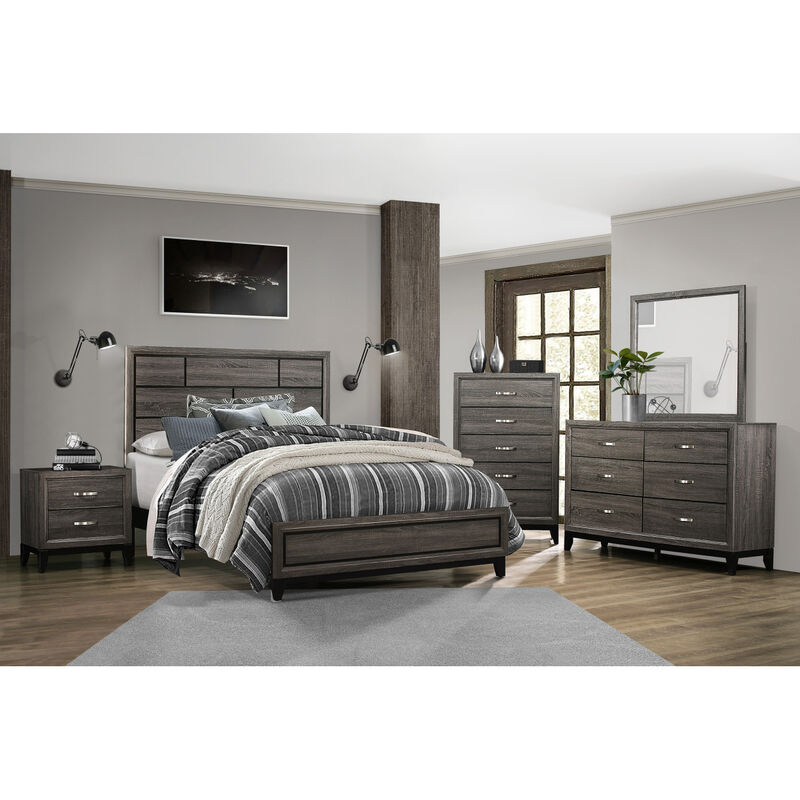 Streamdale Gray Contemporary Chest of Drawers with Polished Chrome Pulls