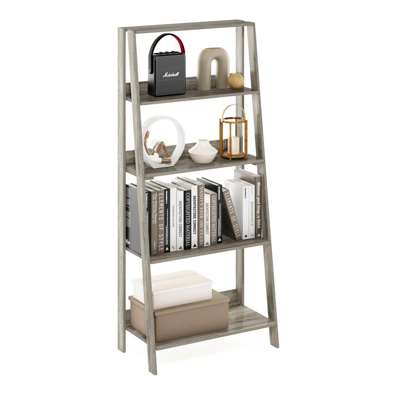 Furinno 5-Tier Ladder Bookcase Display Shelf, French Oak