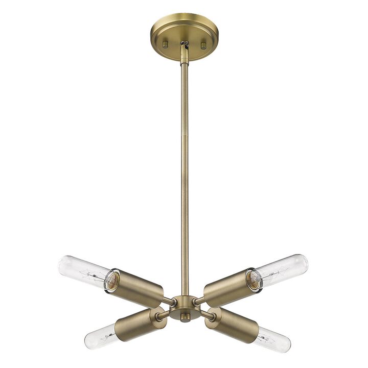 HomeRoots Gold Four Light Metal Dimmable Chandelier