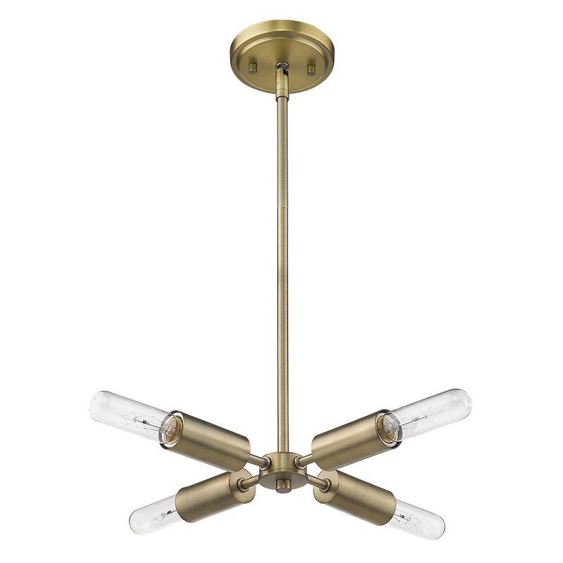 HomeRoots Gold Four Light Metal Dimmable Chandelier image number 0