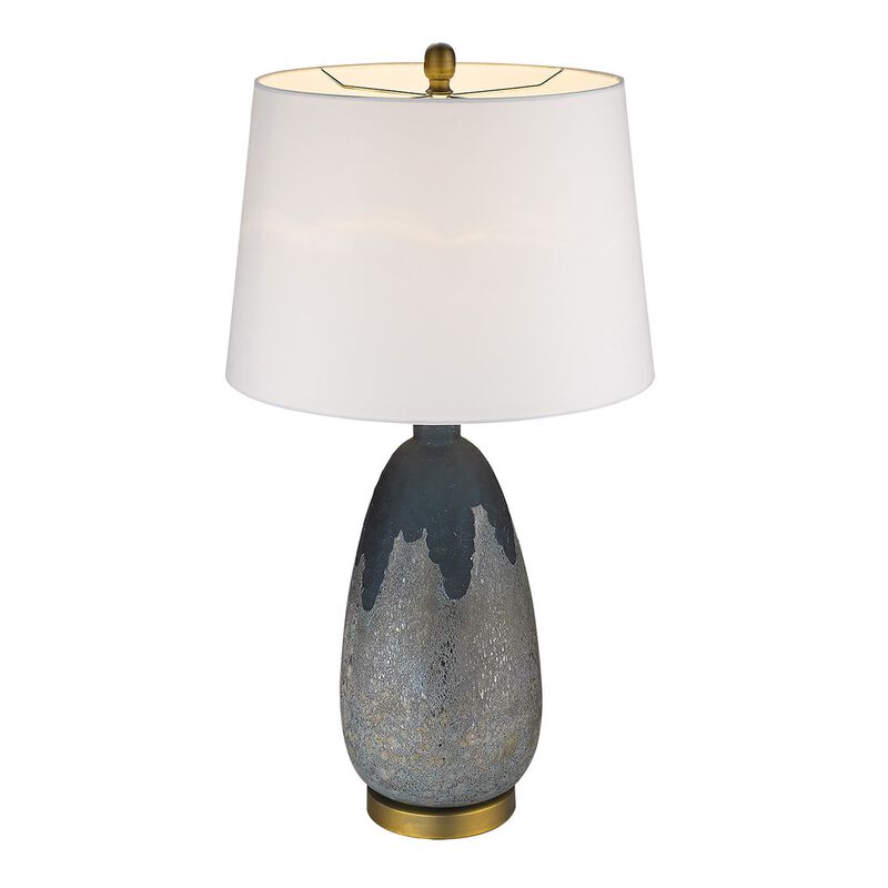 HomeRoots 30" Teal Blue Concrete Table Lamp With Cream Empire Shade image number 0