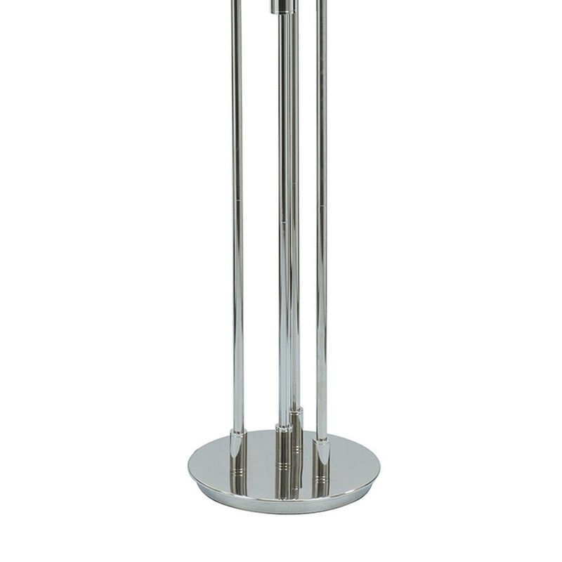 Benjara BM309040 59 in. Round Base Floor Lamp with Modern Accent Globe Glass Shade Nickel & Silver
