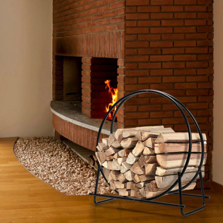 Hivvago Tubular Steel Log Hoop Firewood Storage Rack