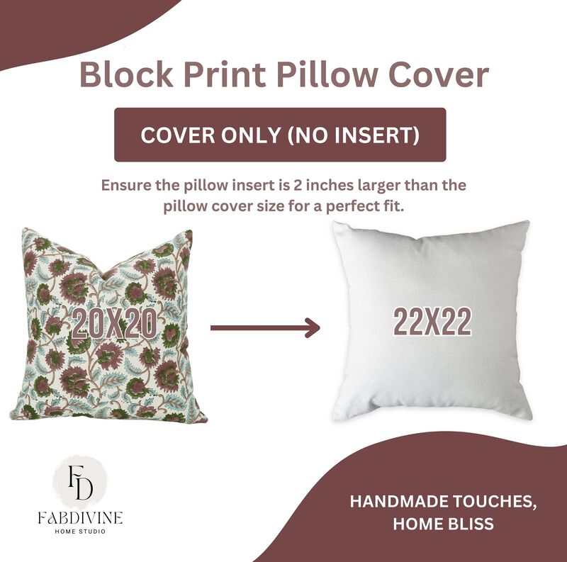 Fabdivine Handmade Sustainable Block Print Cotton Blue or Red Cushion Cover with Invisible Zipper es, Mandakani image number 4