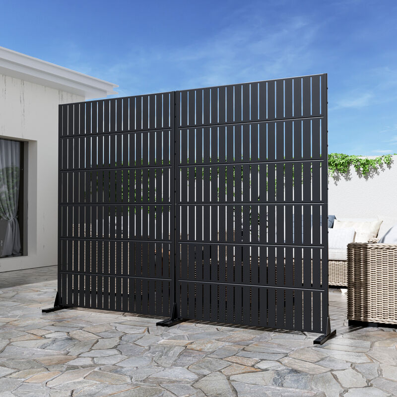 Arched Metal Outdoor Privacy Screen, Freestanding Outdoor Divider Decorative Privacy Fence