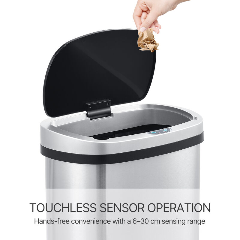 13 Gal./50 Liter Stainless Steel Oval Motion Sensor Trash Can for Kitchen image number 5